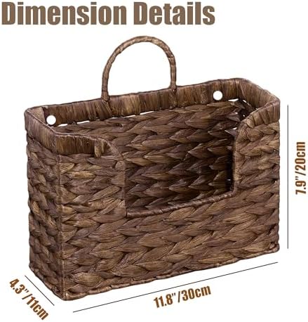 Set of 2 Magazine Holder Wall Basket Water Hyacinth Woven Mail Organizer - Image 2