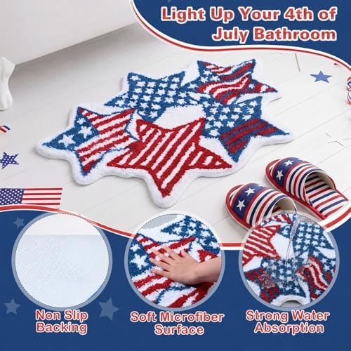 Capoda 1 Pcs Patriotic Bathroom Rug 24 x 35 Inch American Flag Bath Mat - Image 3