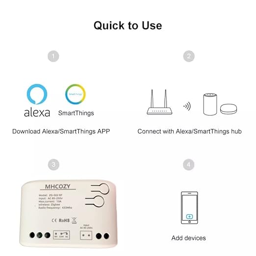 Smart Home Dry Contact Zigbee Relay Switch, Remote Control - Image 3