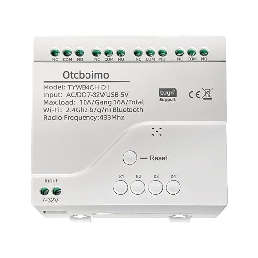 Smart WiFi Wireless Relay Switch Module, Tuya 4CH AC/DC 7-32V/ USB 5V Smart by Otcboimo