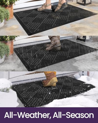 DEXI Front Door Mat Outside Entrance 36x60 Rubber Entry Doormat Black - Image 5