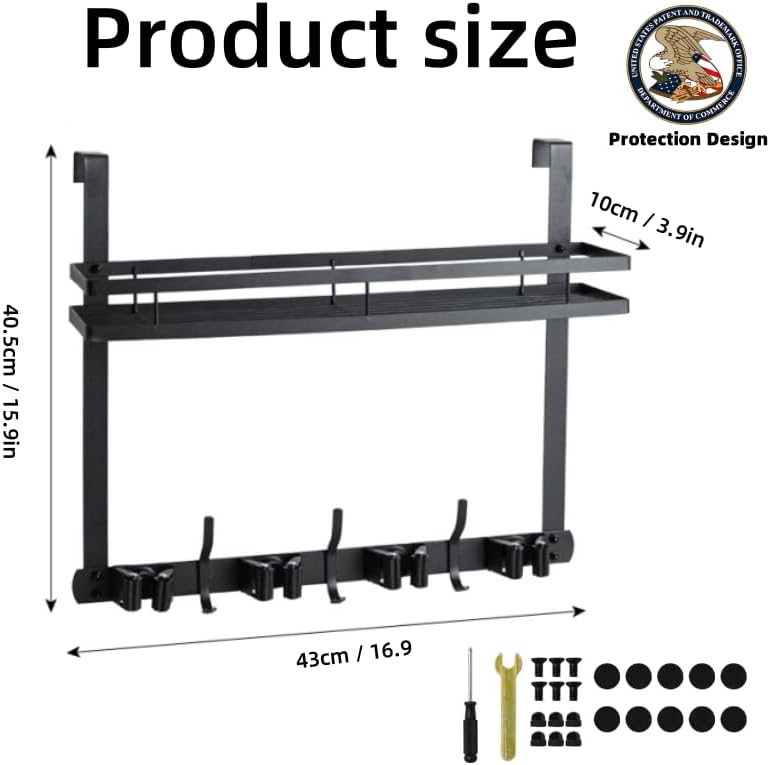 Over the Door Heavy Duty Metal Broom & Mop Holder, No-Drill Cleaning Supply - Image 3