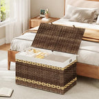 HOOBRO Storage Basket with Lid, 42.3 Gallon Wicker Storage Basket with 2 - Image 5