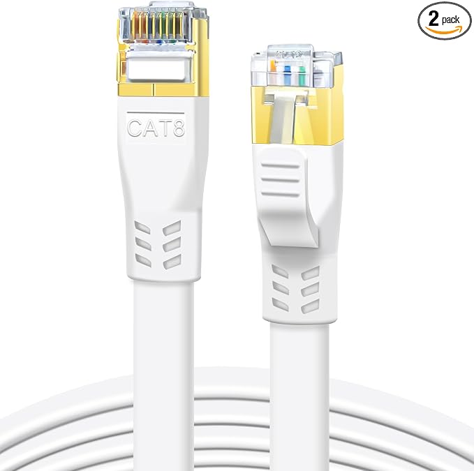 DDMALL CAT 8 Ethernet Cable, 10ft High Speed 40Gbps 2000MHz Shielded Flat CAT8 by DDMALL
