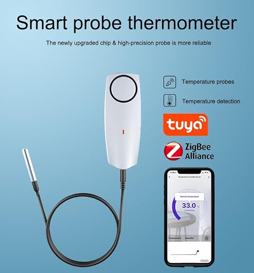 Zigbee Refrigerator Thermometer:App Notification, Data Record Export, Fridge - Image 2