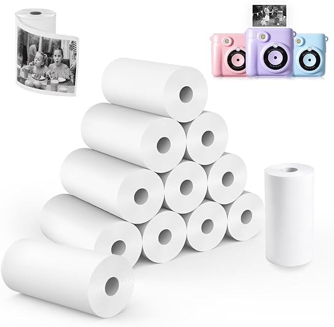 12 Rolls Kids Camera Instant Print Paper Refill-Popikcal Thermal Printer Camera by Unknown