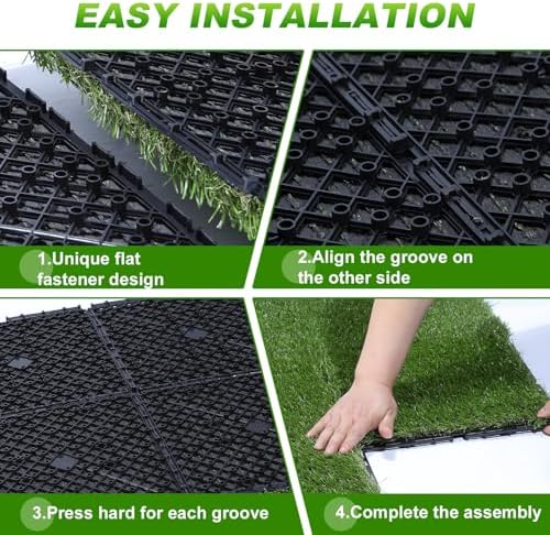 VANCASTLE Artificial Grass Tiles Interlocking Turf Squares Deck 27 Pack - Image 4