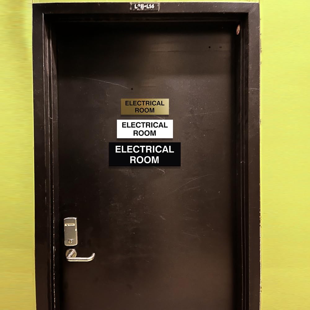 All Quality Basic Electrical Room Sign | Durable Construction | Building Safety - Blue/Gold - Small (5 Pack)