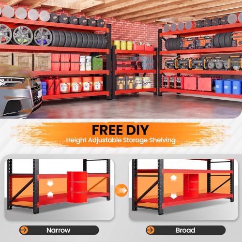 71.3” Wide Heavy Duty Metal Garage Shelving, Adjustable Storage Shelf - Image 4