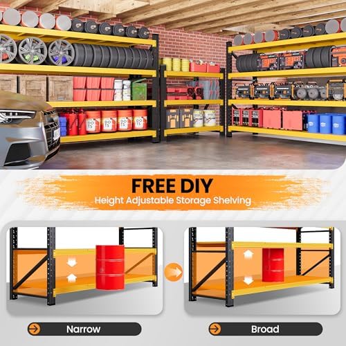 71.3” Wide Heavy Duty Metal Garage Shelving, Adjustable Storage Shelf - Image 4
