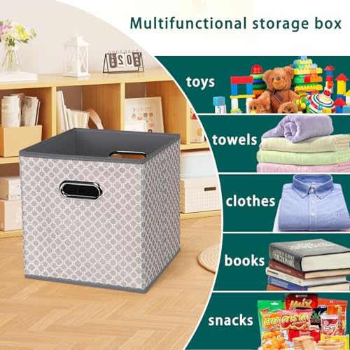Black Foldable Storage Cubes Bins, Fabric Storage Box Cubes Organizer Baskets - Image 3