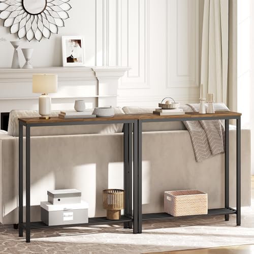 YATINEY Narrow Console Table, 2-Tier Small Sofa Table, 29.5" Thin Entryway - Image 2
