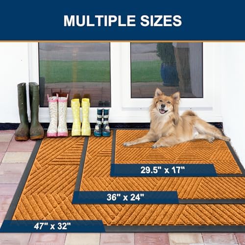 Smiry Front Door Mat Outside Entrance, Low Profile Rubber Doormat - Image 2