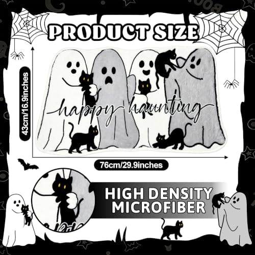 Halloween Bath Mat Spooky Ghost Rugs Washable Gothic Bathroom Floor Carpet - Image 3