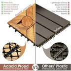 PrimeZone 162 PCS Solid Acacia Wood Interlocking Patio Deck Tiles Outdoor - Image 6