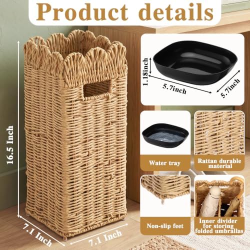 Scalloped Rattan Umbrella Stand - Image 4