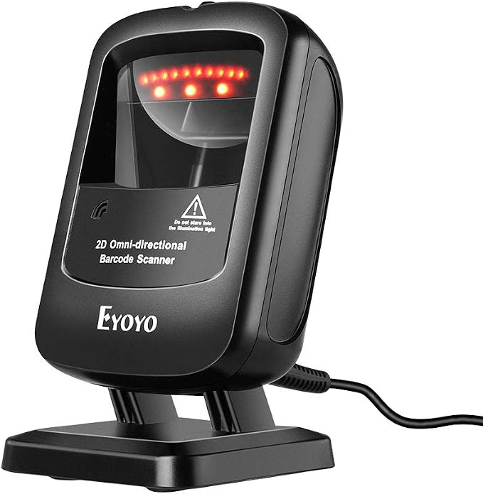 Eyoyo 1D 2D Desktop Barcode Scanner, Omnidirectional Hands-Free USB Wired by Eyoyo