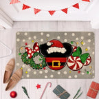 Christmas Santa Grey Decorative Front Door Mat, Xmas Wreath - Image 2