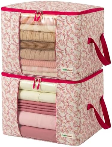 Chaos Cleared Canvas Storage Bags Designer Organizer 2 Pack – Seasonal Storage by ChaosCleared