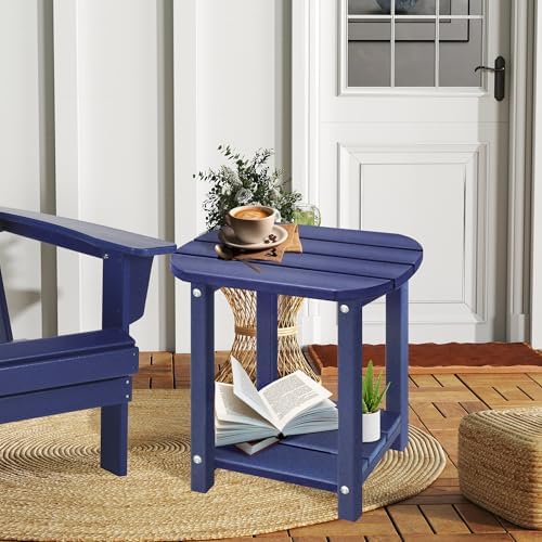 LZRS 2-Tier Patio Side Table, Heavy Duty HDPE Outdoor End Table - Image 2