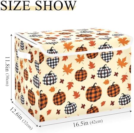Bolaz Storage Bins with Lids and Handles, Pumpkin Maple Leaf Pattern Storage - Image 3