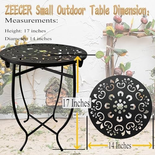 Small Patio Table, 17Inch Height Metal Patio Side Table - Image 3