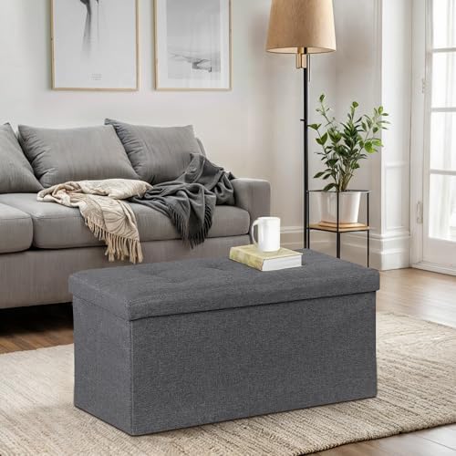 SUPER DEAL Storage Ottoman Bench, 30 Inches Folding Storage Chest Padded Seat - Image 2