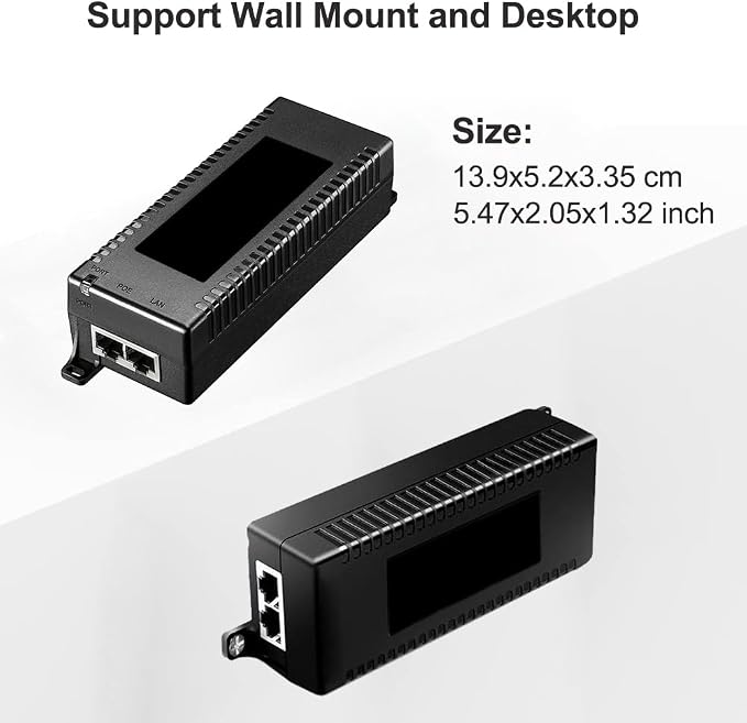 Gigabit PoE+ Injector Adapter - 30W 48V Power Over Ethernet Plus - 802.3af/at - Image 4