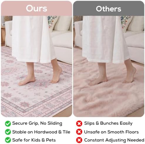 6x9 Living Room Rug, Washable Non Slip Distressed Boho Vintage Carpet - Image 6