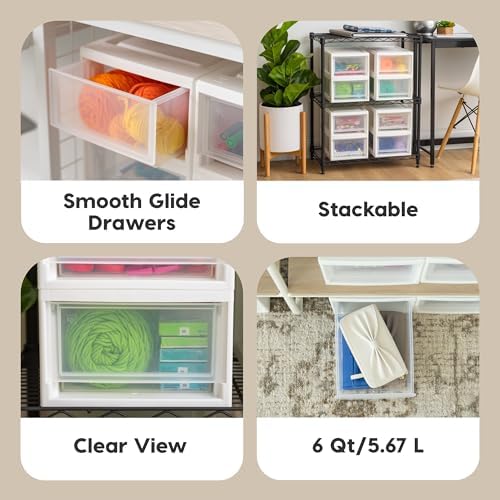 IRIS USA 2-Pack, 6 Qt. Small Stacking Drawer Storage Organizer - Image 4