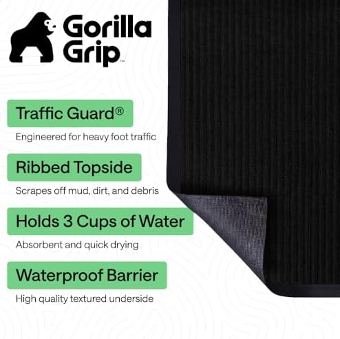 GORILLA GRIP Traffic Guard Indoor Outdoor Heavy Duty Door Mat, 35x23 Black - Image 2