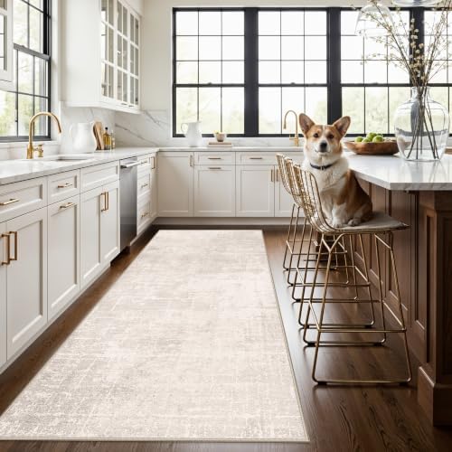 Washable 4x8 Hallway Area Rug: Abstract 8ft Water Resistant Soft Entry Kitchen - Image 4