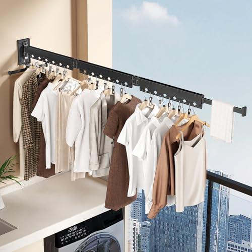 Wall Mounted Collapsible Clothes Drying Rack, Durable Space-Saving Laundry - Image 2