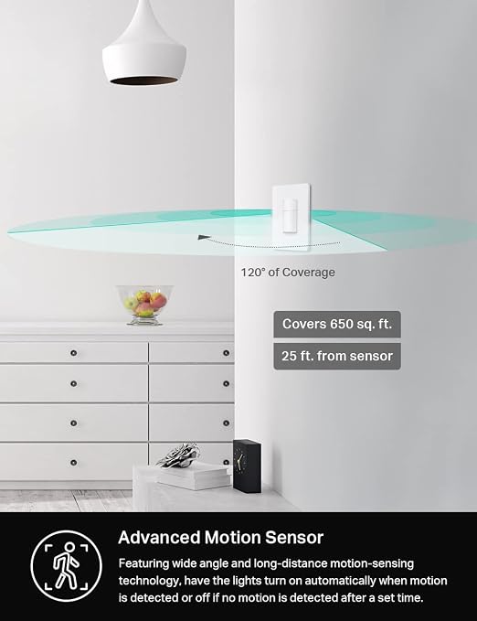 Kasa Smart WiFi Motion Sensor Switch, Single Pole, Needs Neutral Wire, 2.4GHz - Image 3