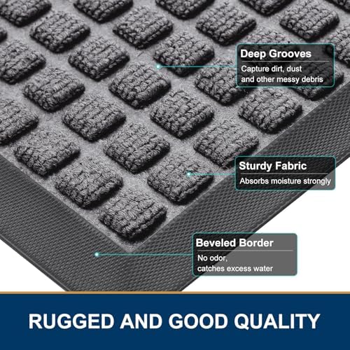 Smiry Front Door Mat Outside Entrance, Natural Rubber Doormat, 59x34 Inch - Image 3