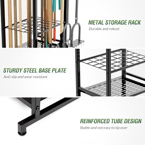 Sttoraboks Garden Tool Organizer Rack Up to 50 Tools, Heavy-Duty Steel Yard - Image 5