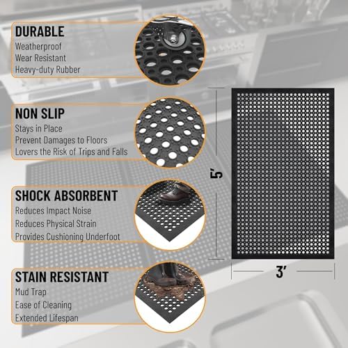 Ottomanson Heavy Duty Rubber Floor Mat – Non-Slip, Waterproof, Restaurants - Image 3