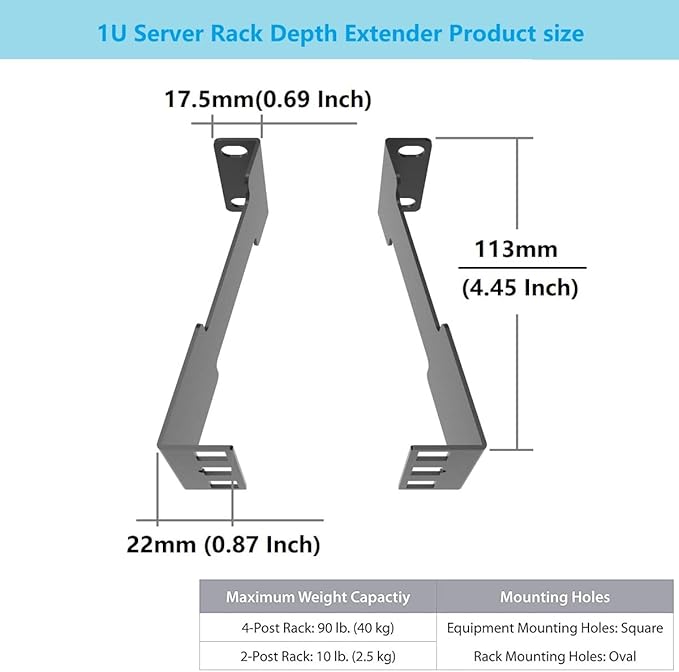 1U Server Rack Depth Extender - Image 2