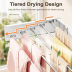 Wall Mounted Clothes Drying Rack Folding Indoor, Foldable Laundry Drying Rack - Image 3