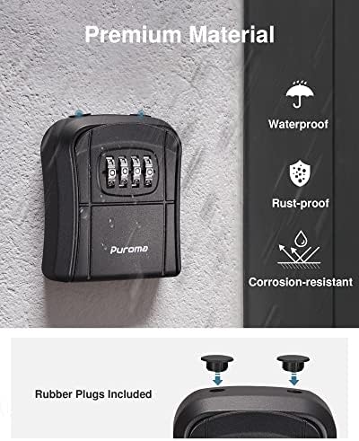Puroma Key Lock Box Outdoor 4 Digit Code Combination Lockbox House, 1 Black - Image 5