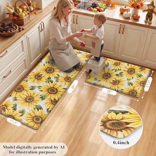 HEBE Fall Kitchen Rugs Set of 2, Anti Fatigue Kitchen Mats - Image 2
