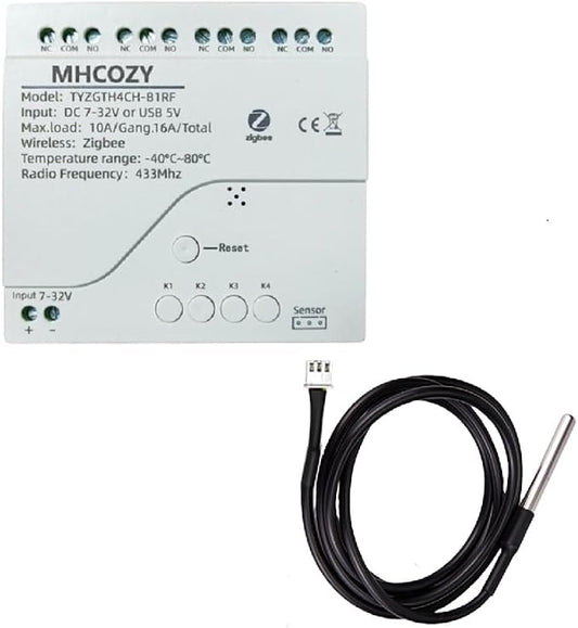 Zigbee Temperature Monitor Controller, 4 Channel 12V Tuya app Remote Dry by MHCOZY