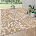 HEBE Waterproof Outdoor Rug 6'x9', Floral Reversible Plastic Patio Rug by HEBE
