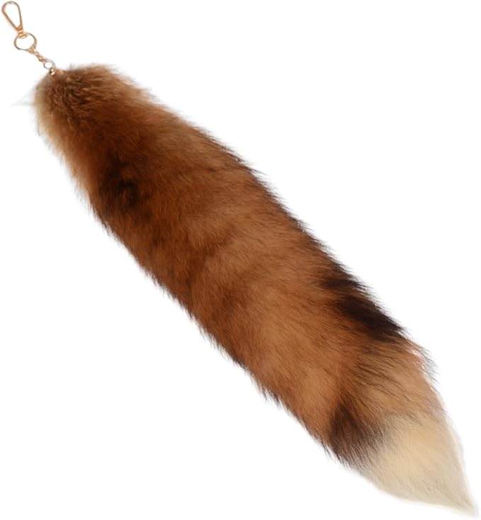 Fox Tail Keychain Long, Fluffy Therian Tail Faux Fur Keyring, Party Costume by Unknown