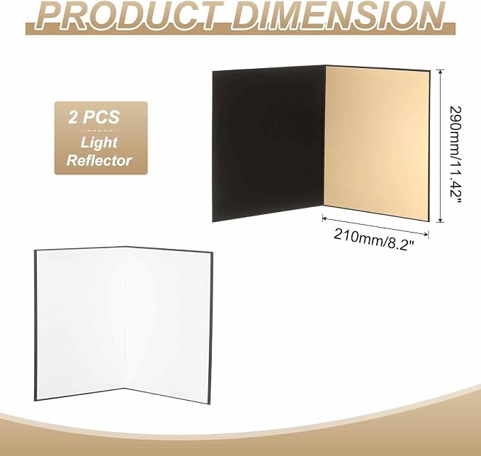 2Pcs 11"x8" Light Reflector 3 in 1 Photography Reflector Cardboards, Foldable & - Image 2