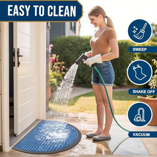 Smiry Half Circle Front Door Mat Outside Entrance, Rubber Doormat - Image 6