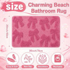 1 Pcs Pink Bow Bathroom Rug, Coquette Non-Slip Mat, 20 x 32 Inch - Image 2
