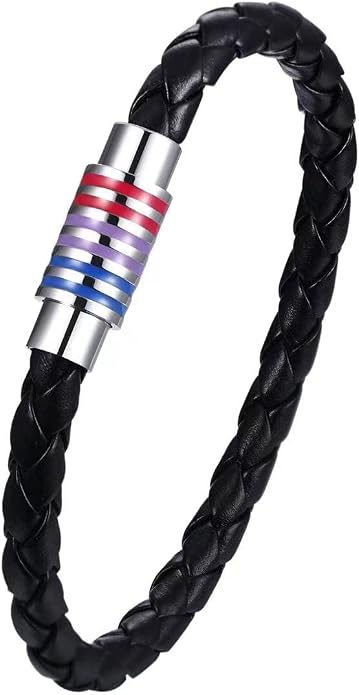 Nanafast Titanium Stainless Steel Rainbow LGBT Pride Bracelet Handmade Braided by Nanafast