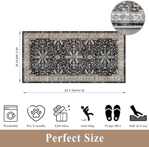4x8 Rug Washable for Entryway Kitchen – Non-Slip Rubber Backed Area Rug for - Image 2