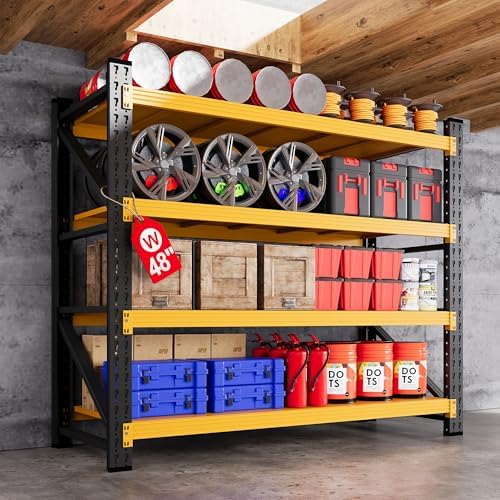 48” Wide Heavy Duty Metal Garage Shelving, Adjustable Storage Shelf by AFAIF